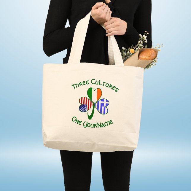 Greek Shamrock Flag Large Tote Bag (Creator Uploaded)