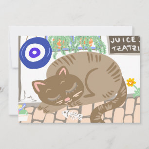 Greek Sleepy Cat Taverna Scenery