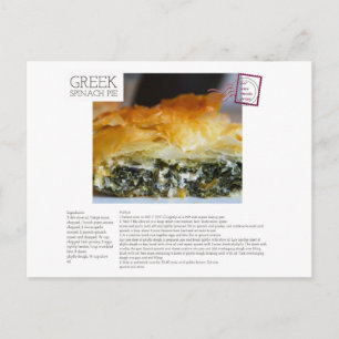GREEK Spinach Pie Recipe Postcard