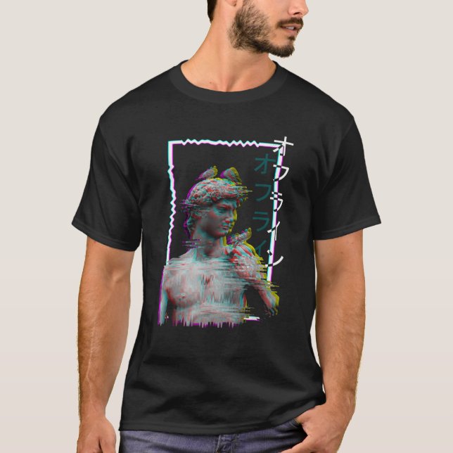 Greek Statue Ancient Vaporwave Aesthetic Synthwave T-Shirt (Front)