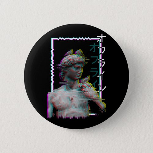 Greek Statue Ancient Vaporwave Synthwave Glitch Button