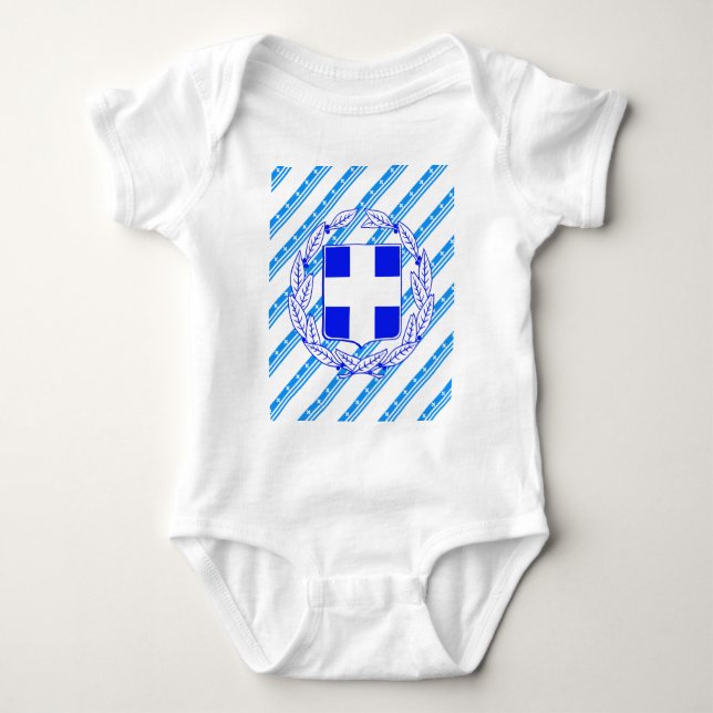 Greek stripes flag baby bodysuit (Front)