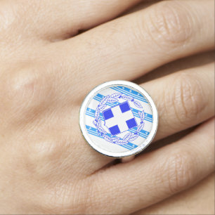 Greek stripes flag ring