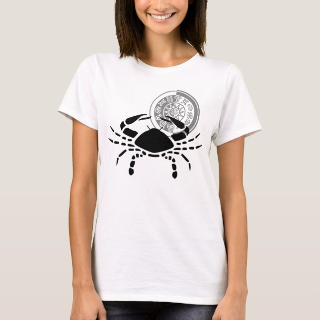 Greek style Cancer Crab Zodiac Chart T-Shirt (Front)