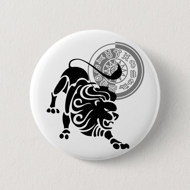 Greek style Leo Lion Zodiac Chart Pinback Button (Front)