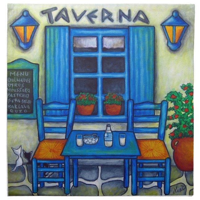 Greek Taverna American MoJo Napkin Set (Front)
