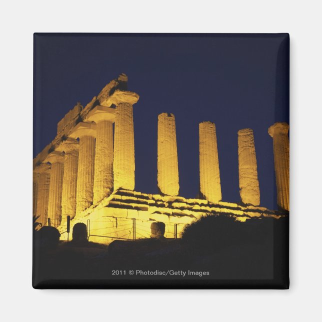 Greek Temple at Night with yellows and oranges Magnet (Front)