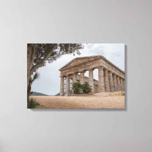 Greek temple at Segesta Sicily Canvas Print