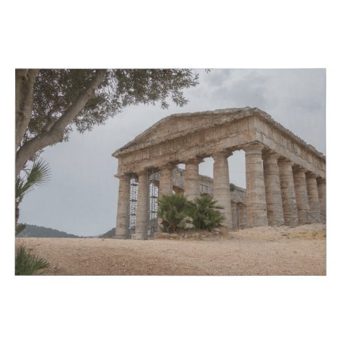 Greek temple at Segesta Sicily Faux Canvas Print