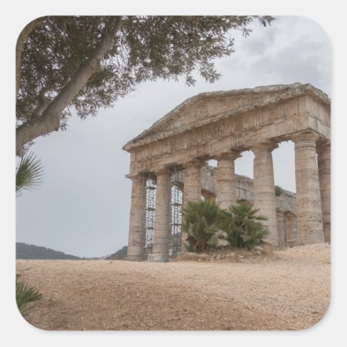 Greek temple at Segesta Sicily Square Sticker