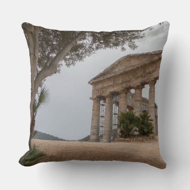 Greek temple at Segesta, Sicily Throw Pillow (Front)