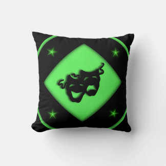 Greek Theater Masks Black n Chartreuse  Throw Pillow