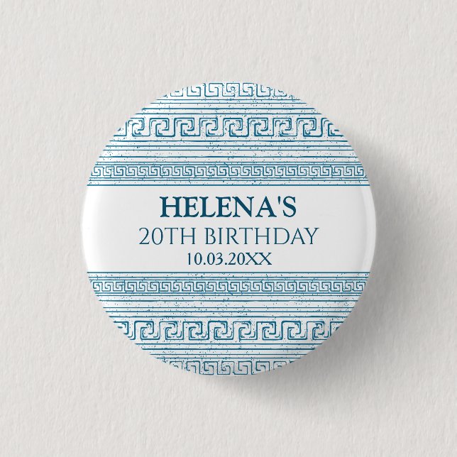 Greek-themed birthday party with blue elements button (Front)