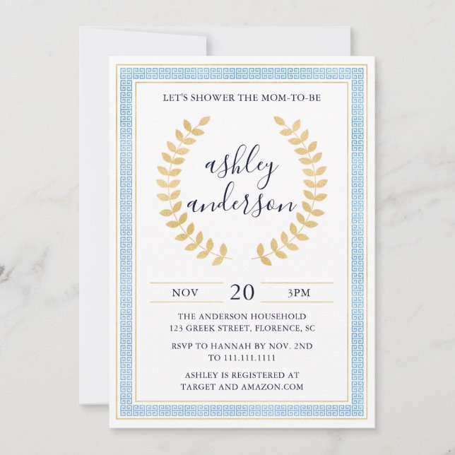 Greek Toga Baby Shower Invitation (Front)