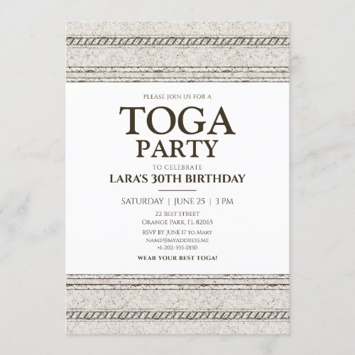 Greek Toga Party Invitation with stone elements
