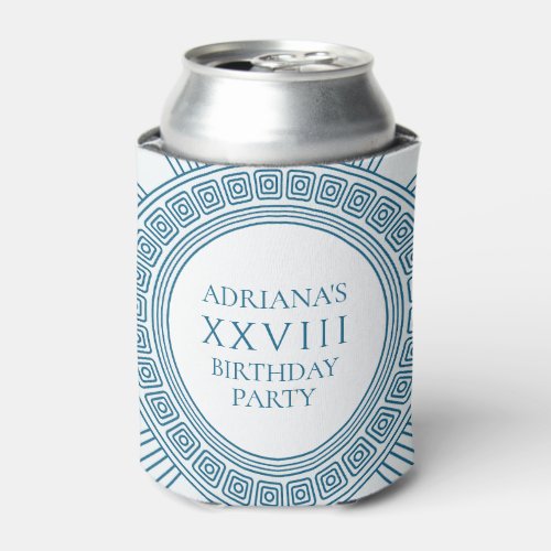 Greek toga party theme with blue pattern can cooler