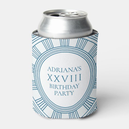 Greek toga party theme with blue pattern can cooler