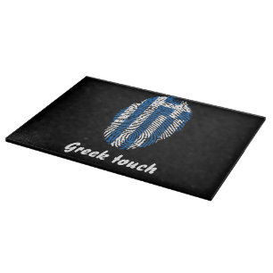 Greek touch fingerprint flag cutting board