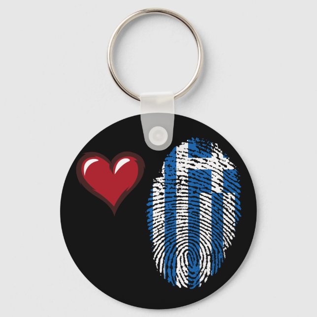 Greek touch fingerprint flag keychain (Front)