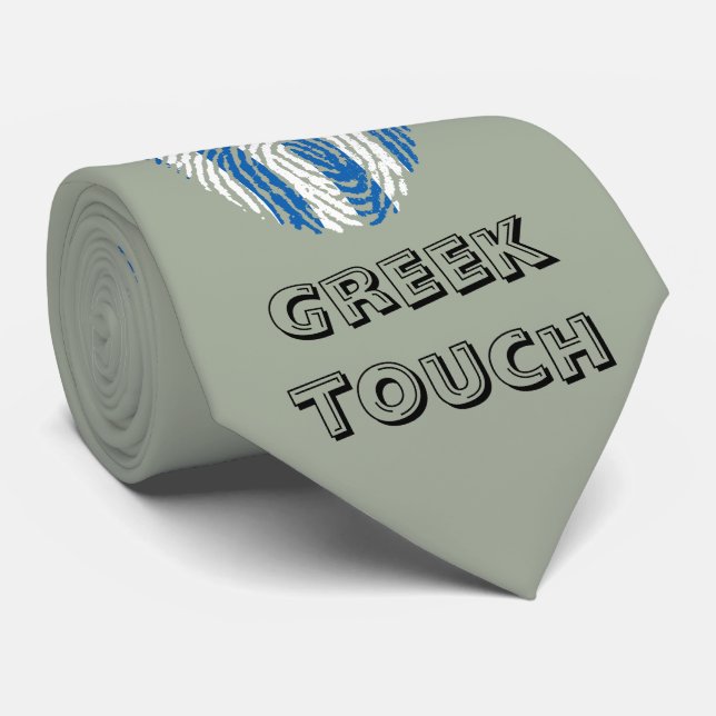 Greek touch fingerprint flag neck tie (Rolled)