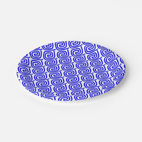 Greek Traditional Blue White Meander Fret Pattern Paper Plate | Zazzle.com