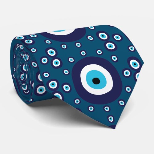 Greek Turkish Evil Eye Navy Dark Blue Neck Tie