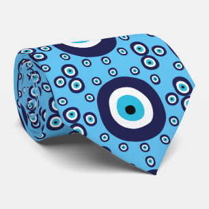 Greek Turkish Evil Eye Turquoise Blue Neck Tie