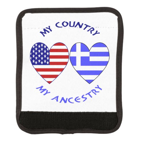 Greek USA Flags Hearts Country Ancestry Luggage Handle Wrap