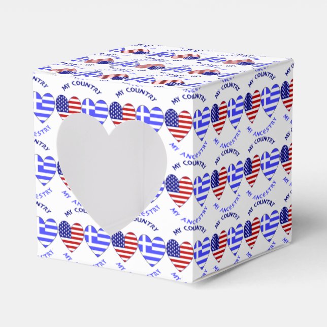 Greek USA Heart Flag My Country My Ancestry Favor Boxes (Front Side)