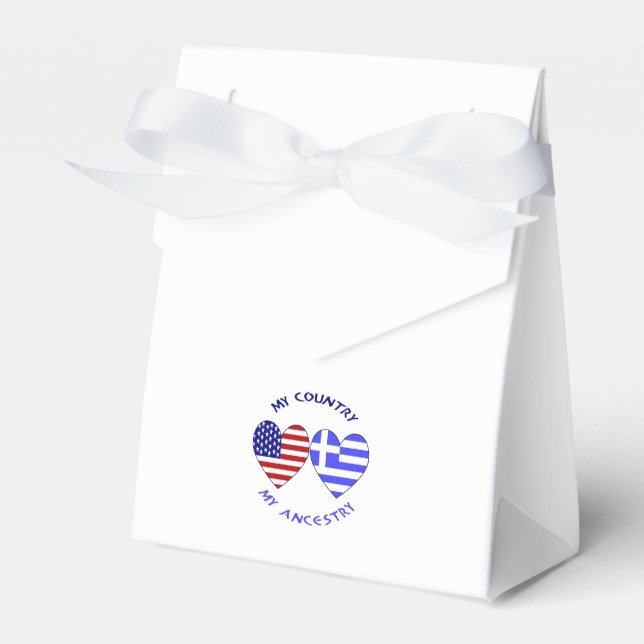 Greek USA Hearts Country Ancestry Favor Boxes (Front Side)