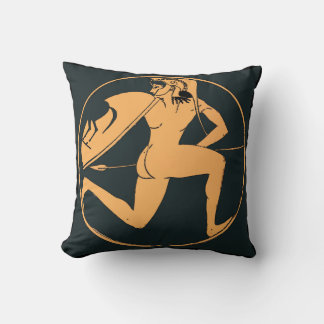 Greek Warrior Antique art Throw Pillow