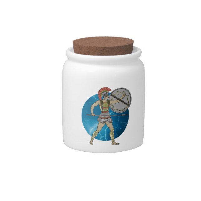 Greek Warrior Candy Jar 10z. (Front)