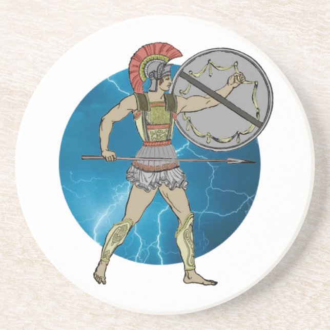 Greek Warrior Drink Coaster (Front)