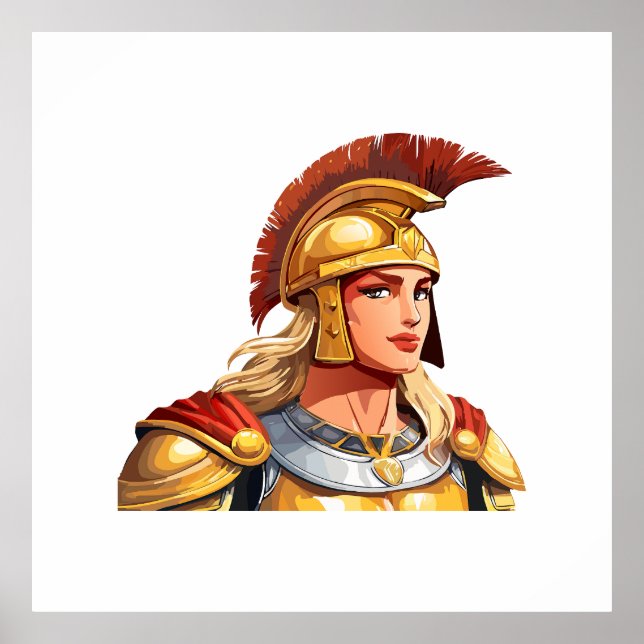 Greek warrior woman profile in classical poster (Front)