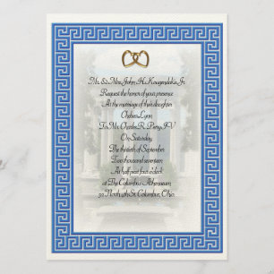 Greek wedding Invitation Blue Key elegant