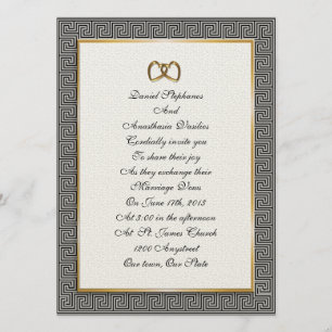 Greek wedding Invitation elegant key design