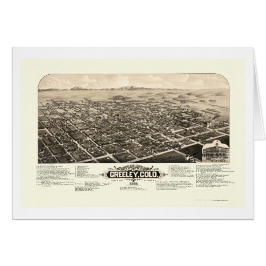 Greeley, CO Panoramic Map - 1882 Cards (Front Horizontal)
