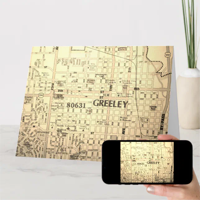 Greeley, CO Vintage Map Card Zazzle