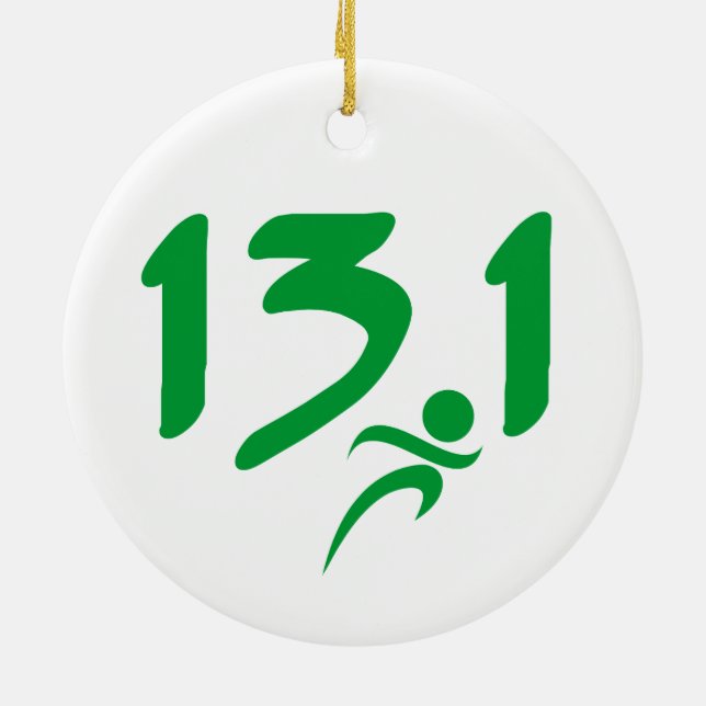 Green 13.1 half-marathon ceramic ornament (Back)