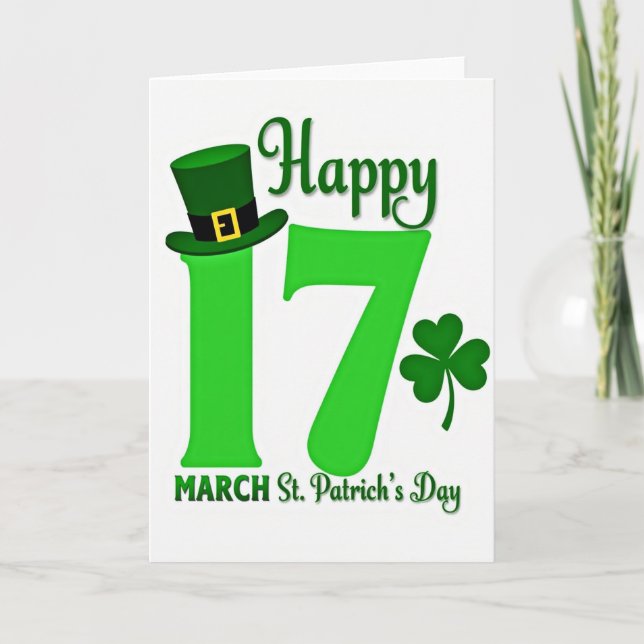 Green 17 Pattern St Patricks Card (Front)