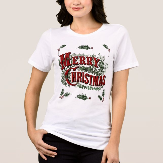 Green 1876 Merry Christmas Tri-Blend Shirt (Front)
