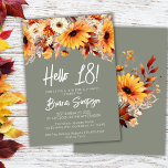 Green 18th Birthday Fall Floral Invitation<br><div class="desc">Green Fall Floral 18th birthday party invitation for a fun birthday party</div>