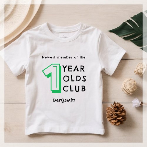 Green  1st Birthday  Personalized Baby T_Shirt