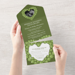 Green 1st peridot wedding anniversary photo all in one invitation