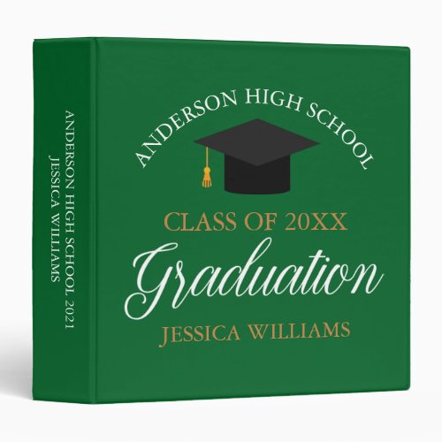 Green 2021 Graduation Senior Class Photo Album 3 Ring Binder