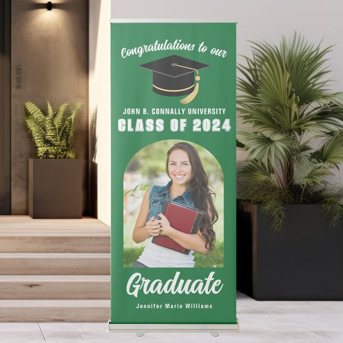 Green 2024 Graduate Photo Arch Graduation Party Retractable Banner