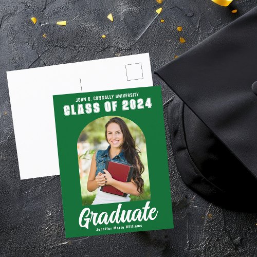 Green 2024 Graduate Photo Arch Modern Graduation Postcard