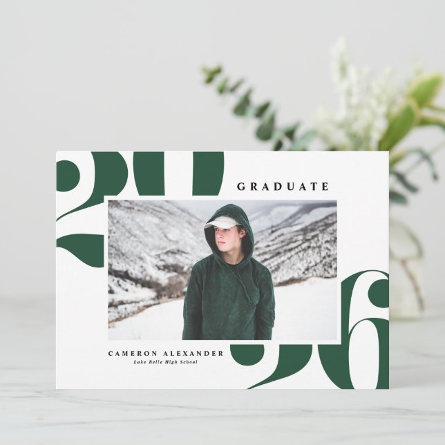 Green 2026 Bold Typography Photo Graduation Announcement (Standing Front)