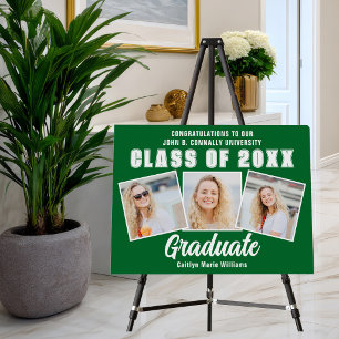 Green 2026 Graduation 3 Photo Collage Party Foam Board
