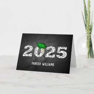 Green 2026 Graduation Cap On Black Rock Card